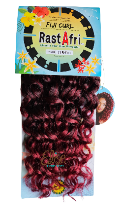 Fuji Curl Curly crochet braid. Color T1B burgundy. 