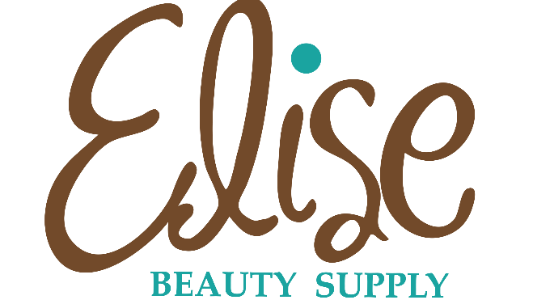 Logo of Elise Beauty Supply with a brown 'Elise' and teal dot on a white background