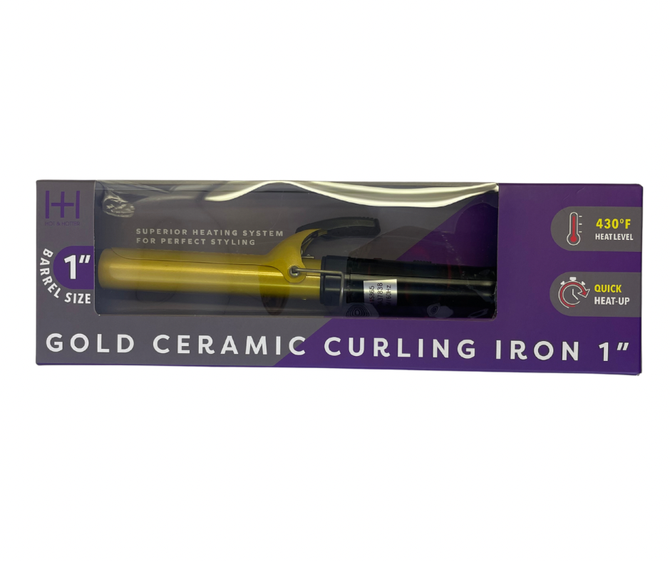 Curling Iron 1 inch barrel, Gold, Ceramic