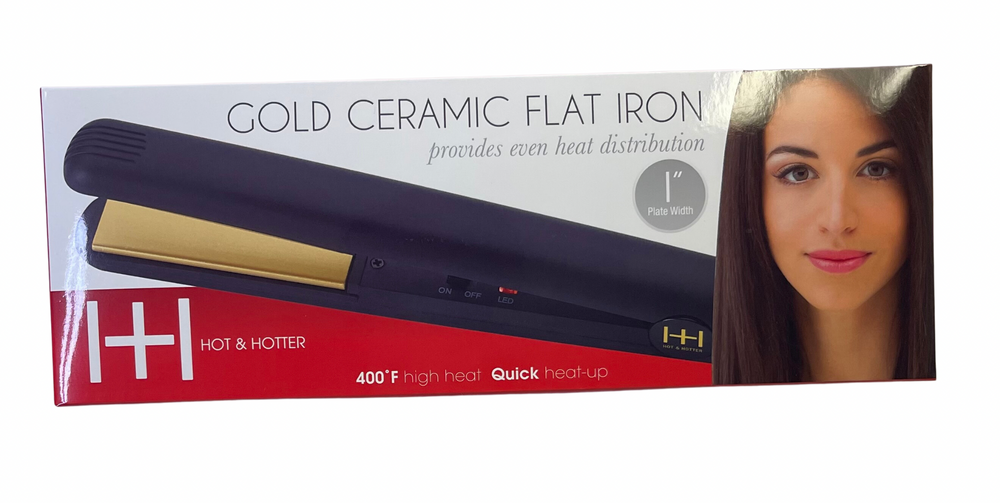 Hot & hotter gold ceramic flat iron 1 inch barrel, 400F.