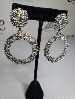Hollow Round Drop Earrings Silver