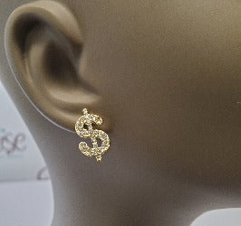 Rhinestone dollar design stud earrings