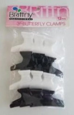Brittny 3" Butterfly Hair Styling Clamps 12 pcs - Elise Beauty Supply