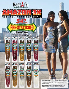RastAfri Amazon 3X Braids Pre-Stretched 54 inch 1B - Elise Beauty Supply