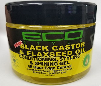 Eco Style Black Castor Oil & Flaxseed Oil 48 Hour Edge Control, 11 Ounce