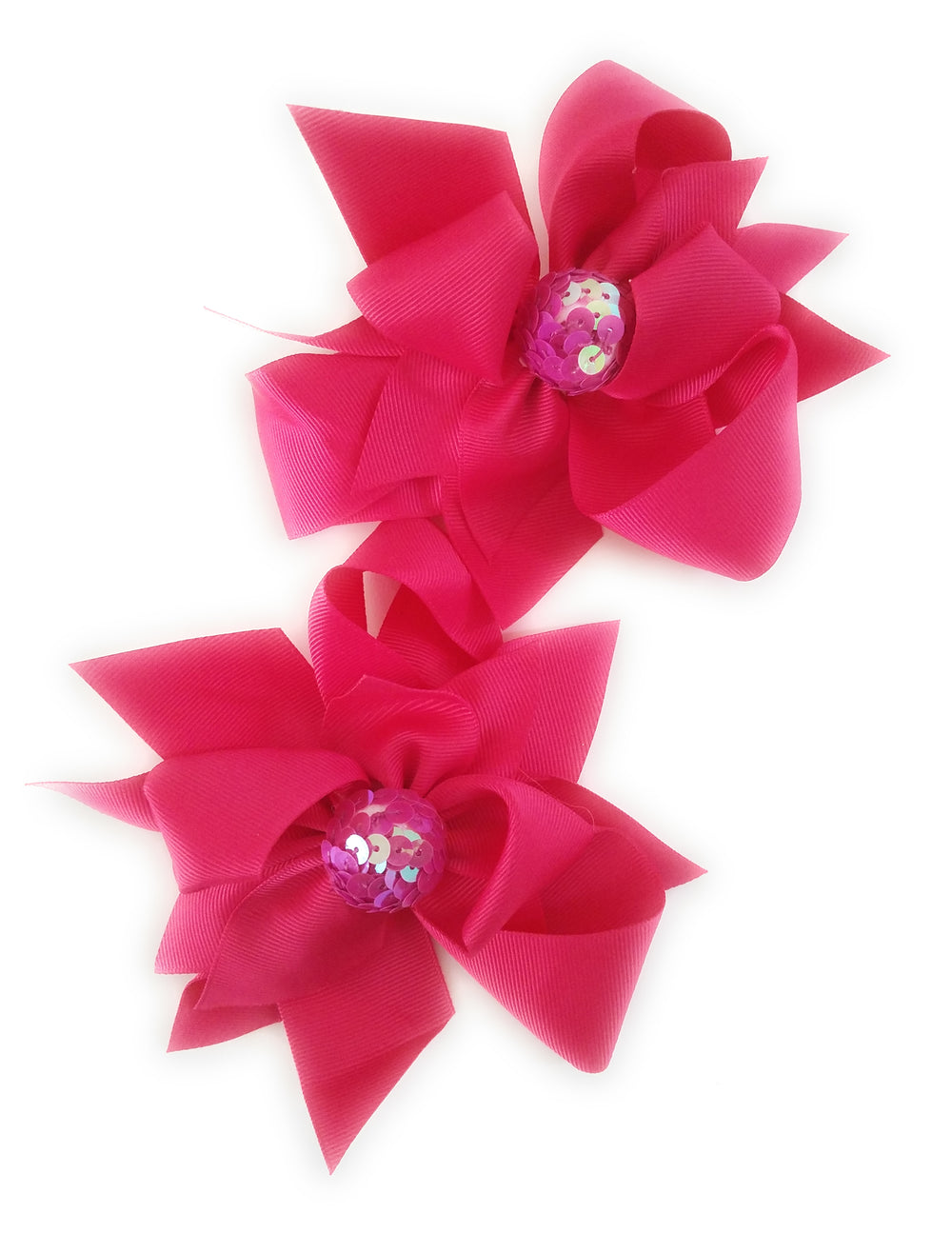 Girl's Hair Bows Hot Pink Sequin - Elise Beauty Supply