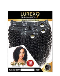 Lurex human hair clip on 9 pcs 3C Curly