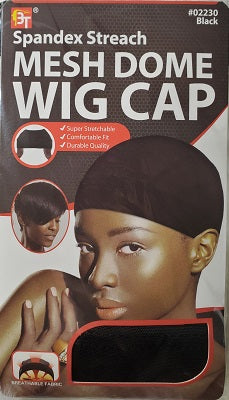 Black spandex breathable mesh dome wig cap