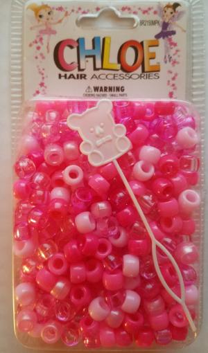 Hot Pink Girls Hair Beads with Beader 200ct - Elise Beauty Supply