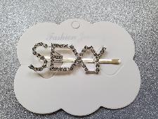 Sexy hair pin. silver tone booby pin rhinestones