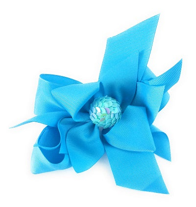 Girl's Hair Bows Turquoise Sequin - Elise Beauty Supply