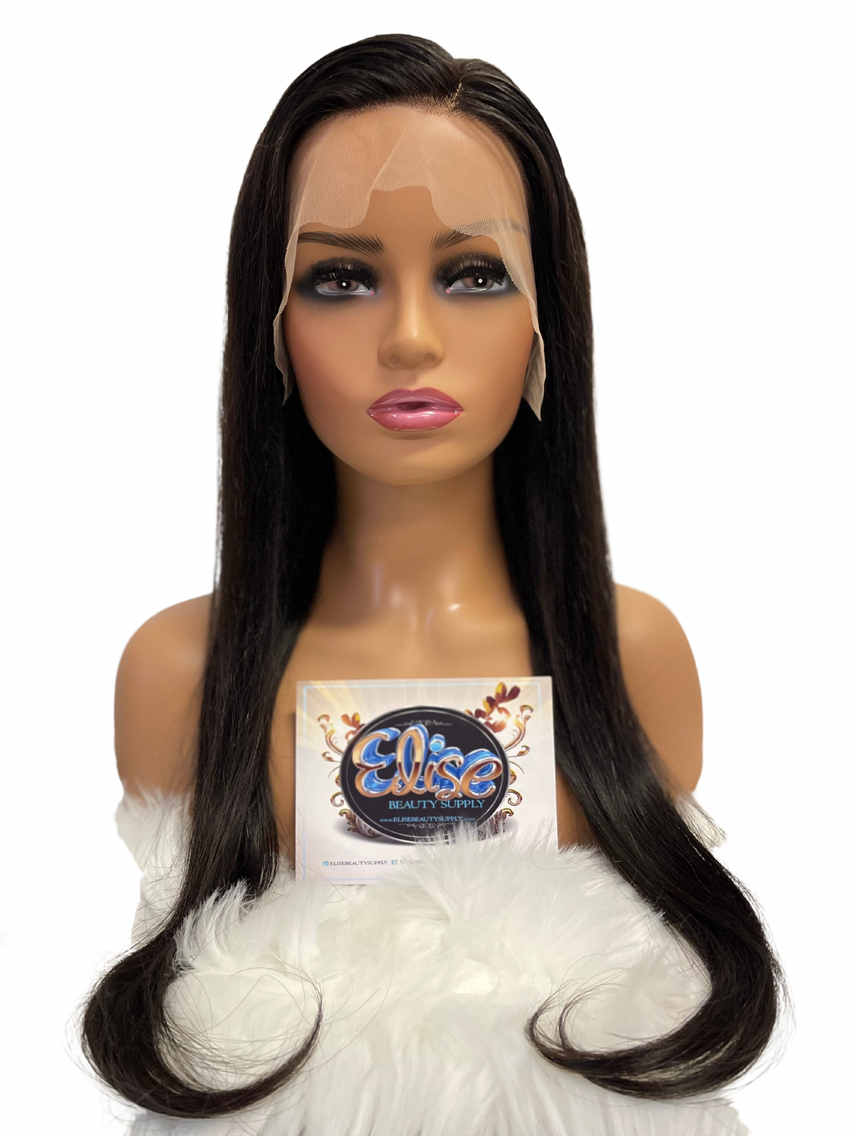 Human hair lace wig, straight 22 in.
